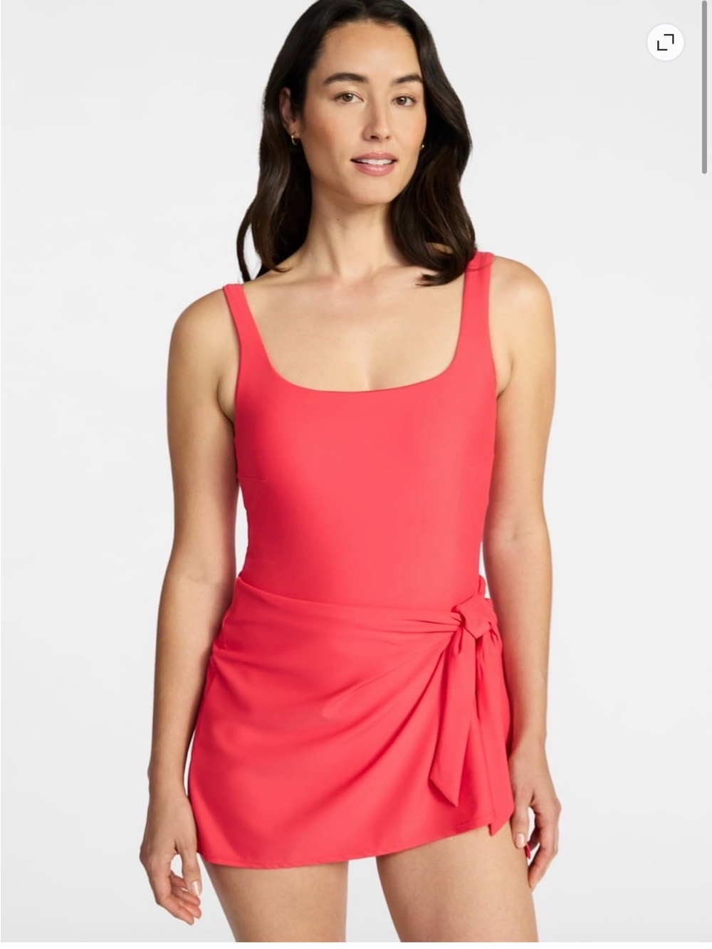 Time and Tru Coral Pink Red Women’s Plus Size  Wrap Swim Dress
